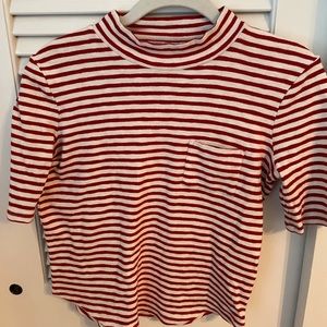 Red and White Mock Neck